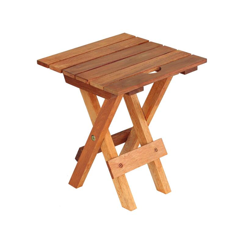 Front. Lent Glitter Wood - PORTABLE FOLDING ACCENT PATIO TABLE - Brown.