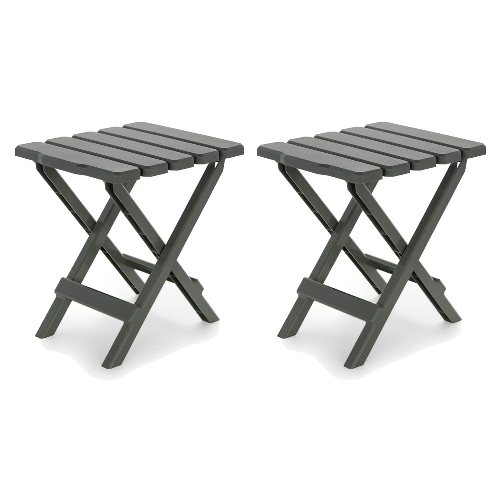 Camco - Adirondack Outdoor Camping Small Plastic Folding Side Table, (2 Pack) - Sage