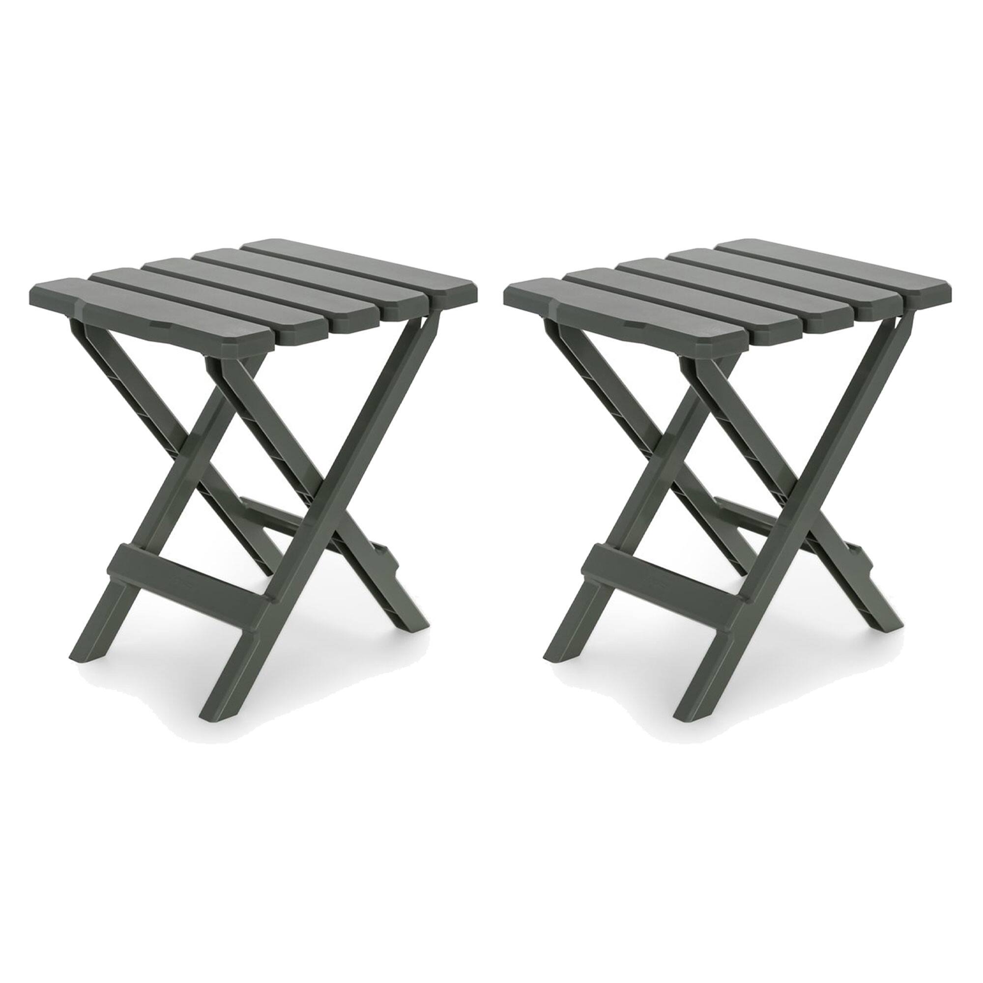 Front. Camco - Camco Adirondack Outdoor Camping Small Plastic Folding Side Table, Sage (2 Pack) - Sage.