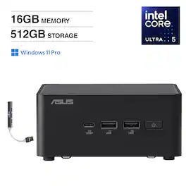 ASUS - NUC 14 Pro Tall Mini Desktop (Intel Ultra 5-135H, 16GB DDR5, 512GB PCIe SSD, Intel Arc, Win 11 Pro) w/USB Hub - Black