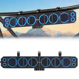 GoHawk - UTV Sound Bar: Waterproof 10-Speaker Bluetooth Speakers System w/ Multicolor LED, 35-Inch for Polaris RZR, Can-Am Marine - Black