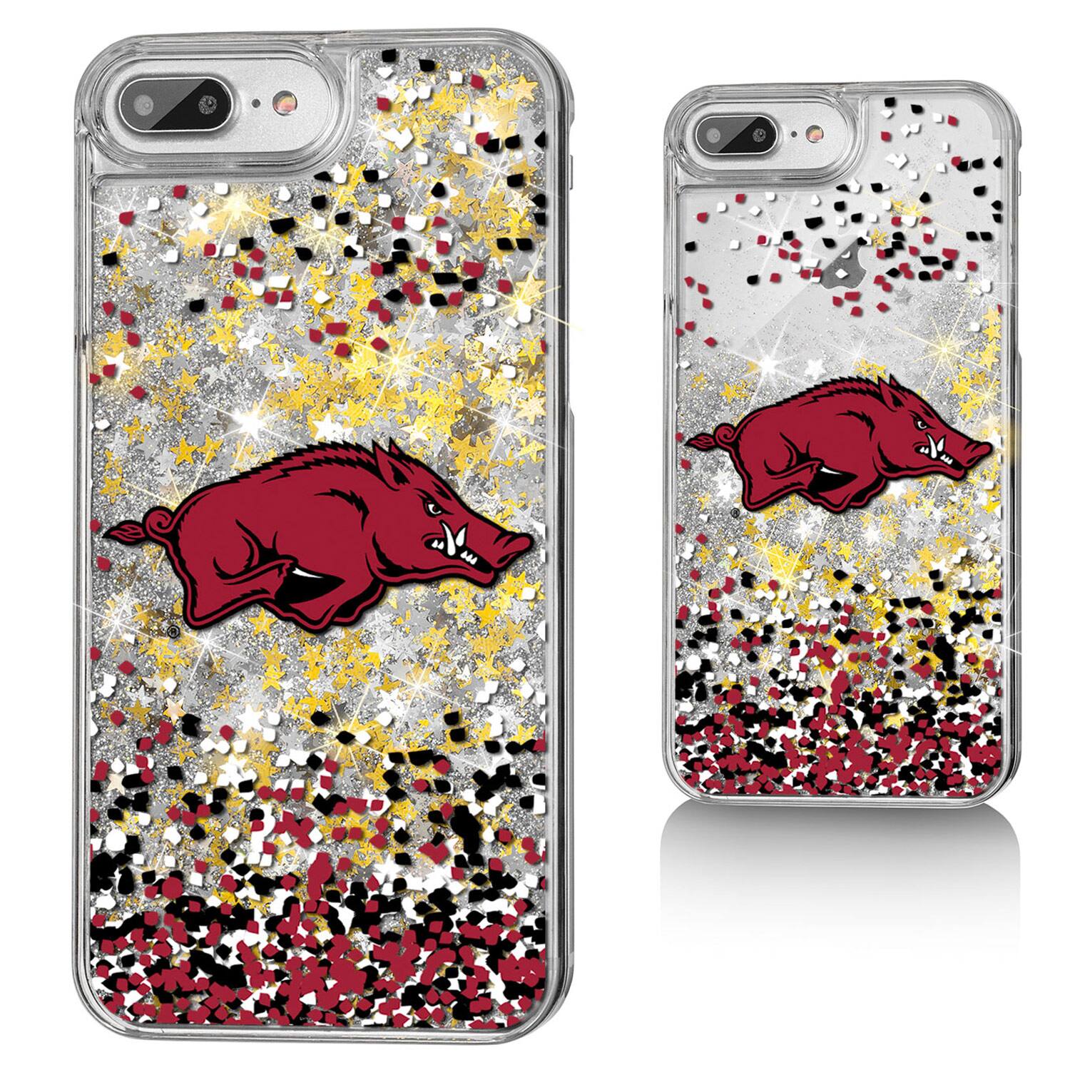 Front. Keyscaper - Arkansas Razorbacks iPhone Glitter Confetti Design Case - 14 - Multicolor.