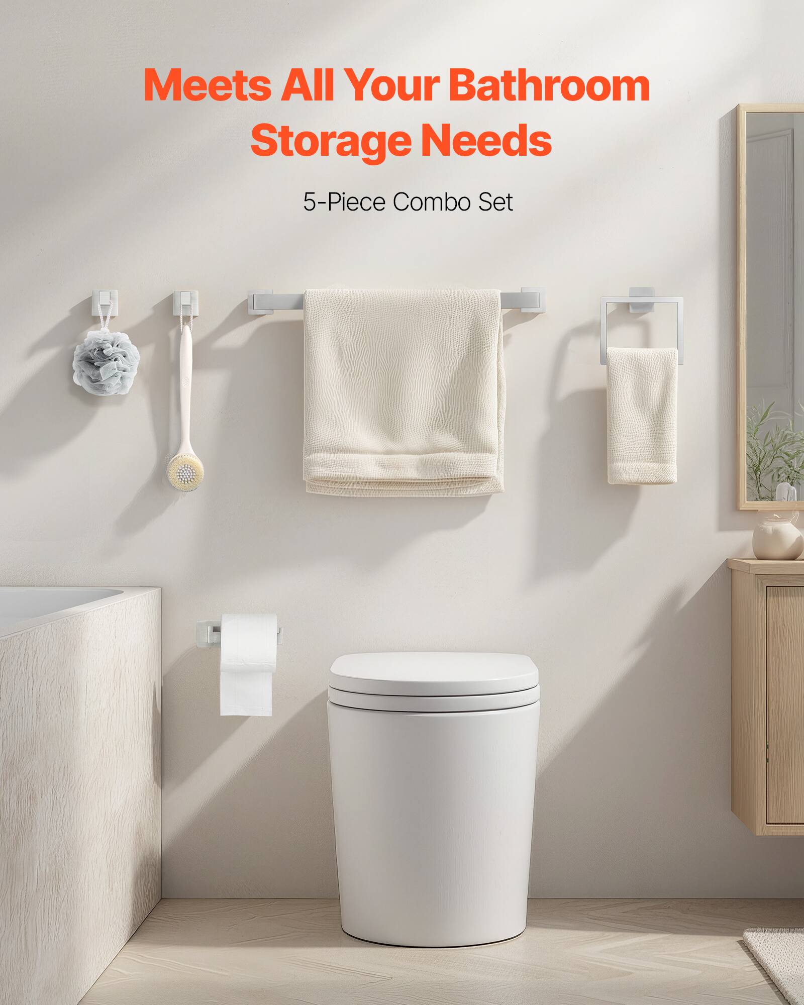 Meets All Your Bathroom Storage Needs  
5-Piece Combo Set