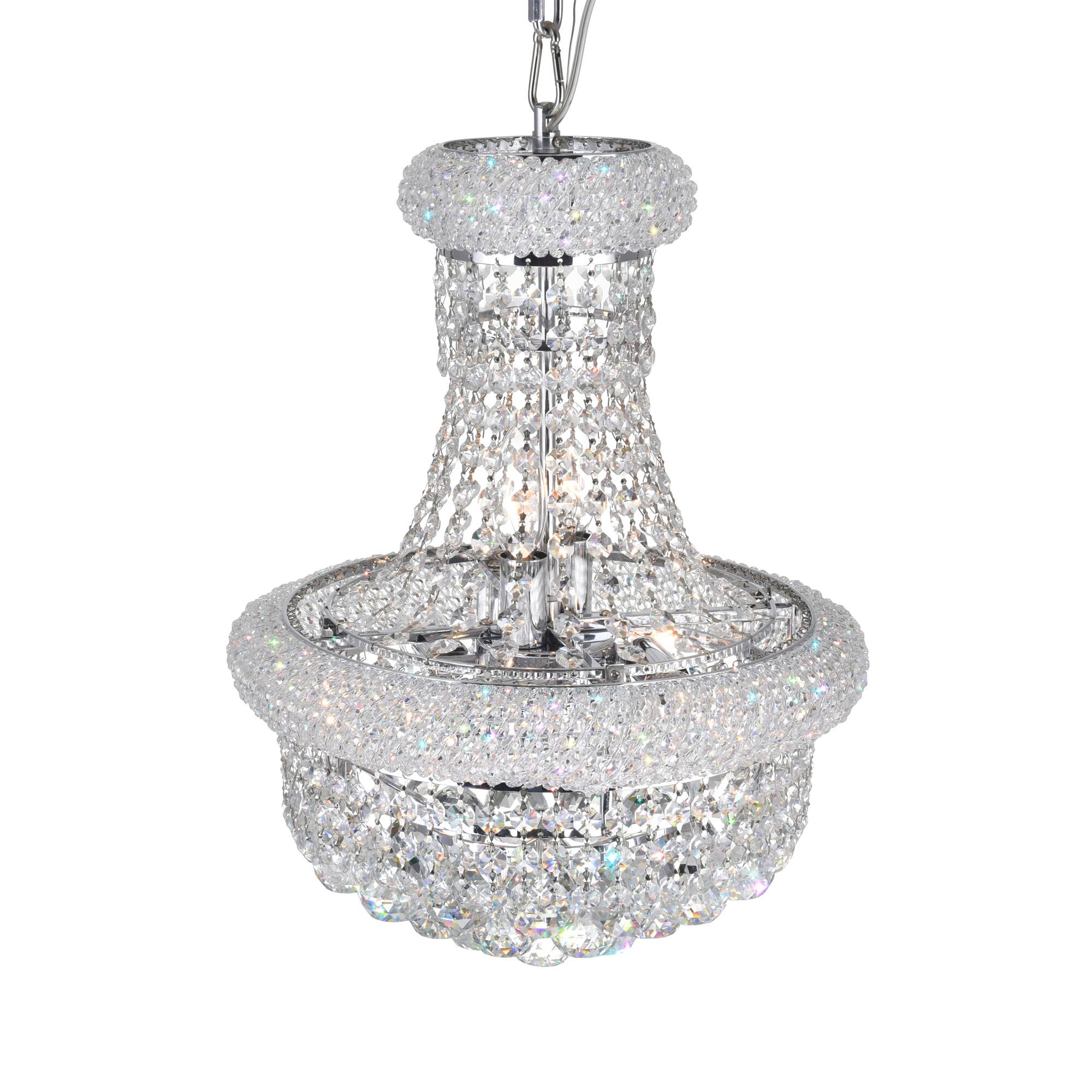 Left. CWI Lighting - Empire 6 Light Chandelier With Chrome Finish - Chrome.