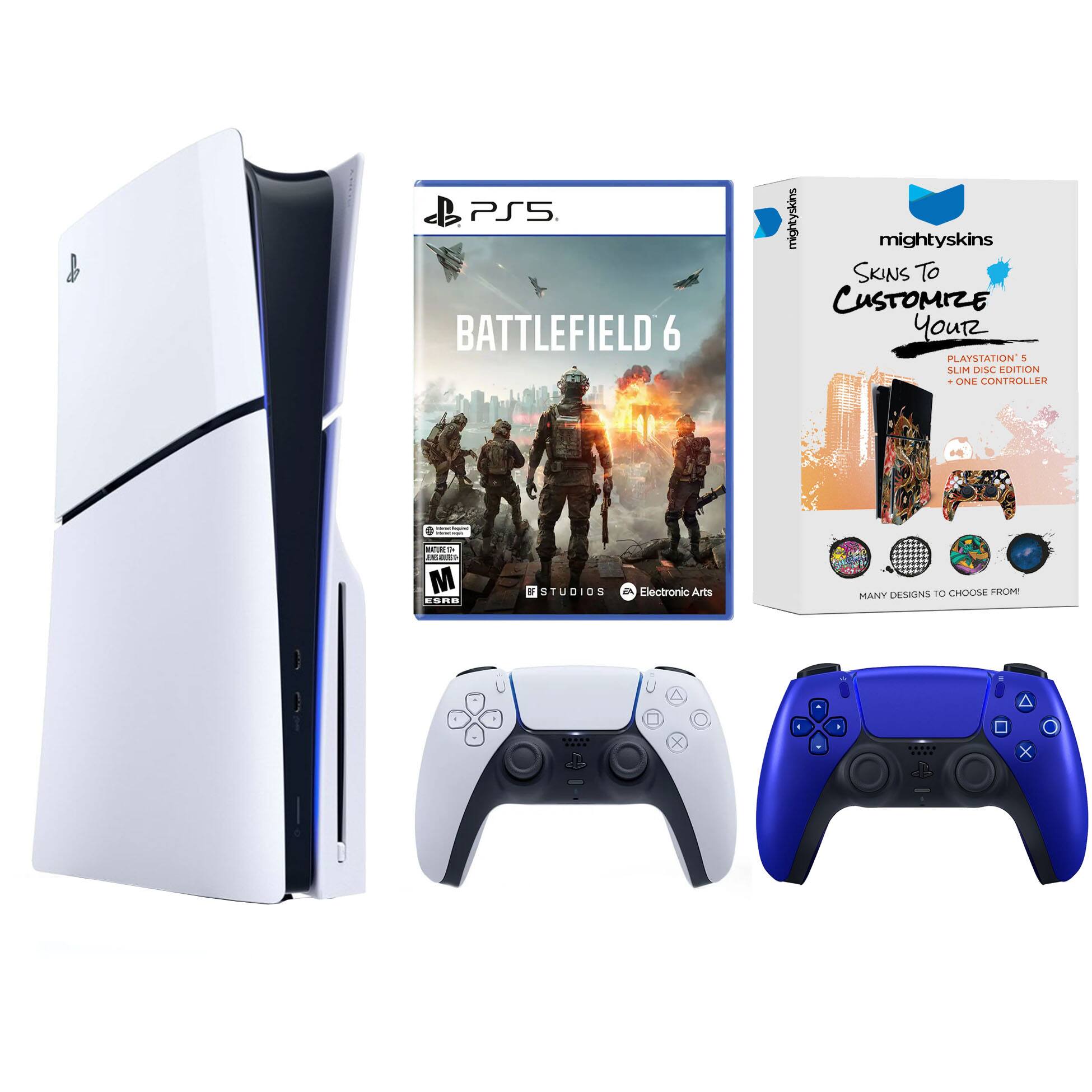 1 PS5 BATTLEFIELD 6 mightyskins SKINS TO CUSTOMIZE YOUR PLAYSTATION 5 SLIM DISC EDITION + ONE CONTROLLER - aa M E S A E . STUDIOS LA Electronic Arts MANY DESIGNS TO CHOOSE FROM!