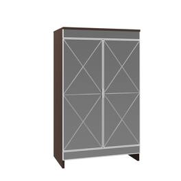 Spaco - 2 Doors Mirrored Shoe Cabinet with Silver Edging, Elegant Glass Storage Cabinet for Entryway Decor - Brown