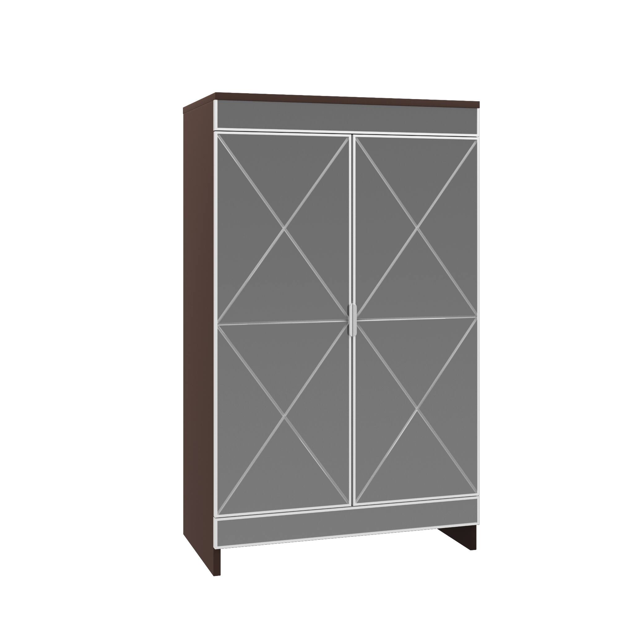 Front. Spaco - Spaco 2 Doors Mirrored Shoe Cabinet with Silver Edging, Elegant Glass Storage Cabinet for Entryway Decor - Brown.