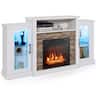 Costway - Fireplace TV Stand with Led Lights & 18" Electric Fireplace For 65" Wall-Mounted TV - White