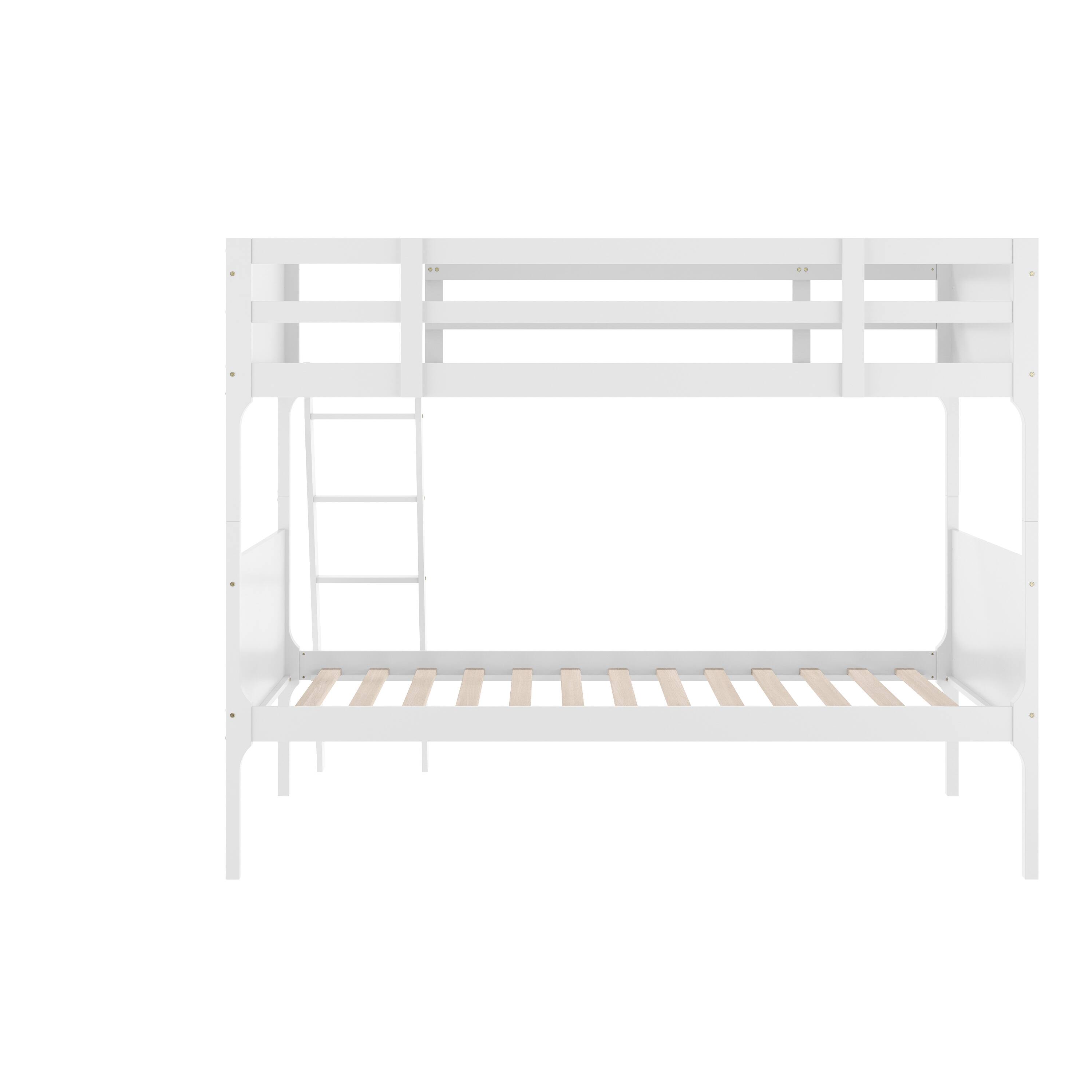 Alt View 7. Emma + Oliver - Samuel Kids Bunk Bed with Convertible, Solid Wood Slatted Frame and Easy-to-Climb Ladder with No Box Spring Required - White.