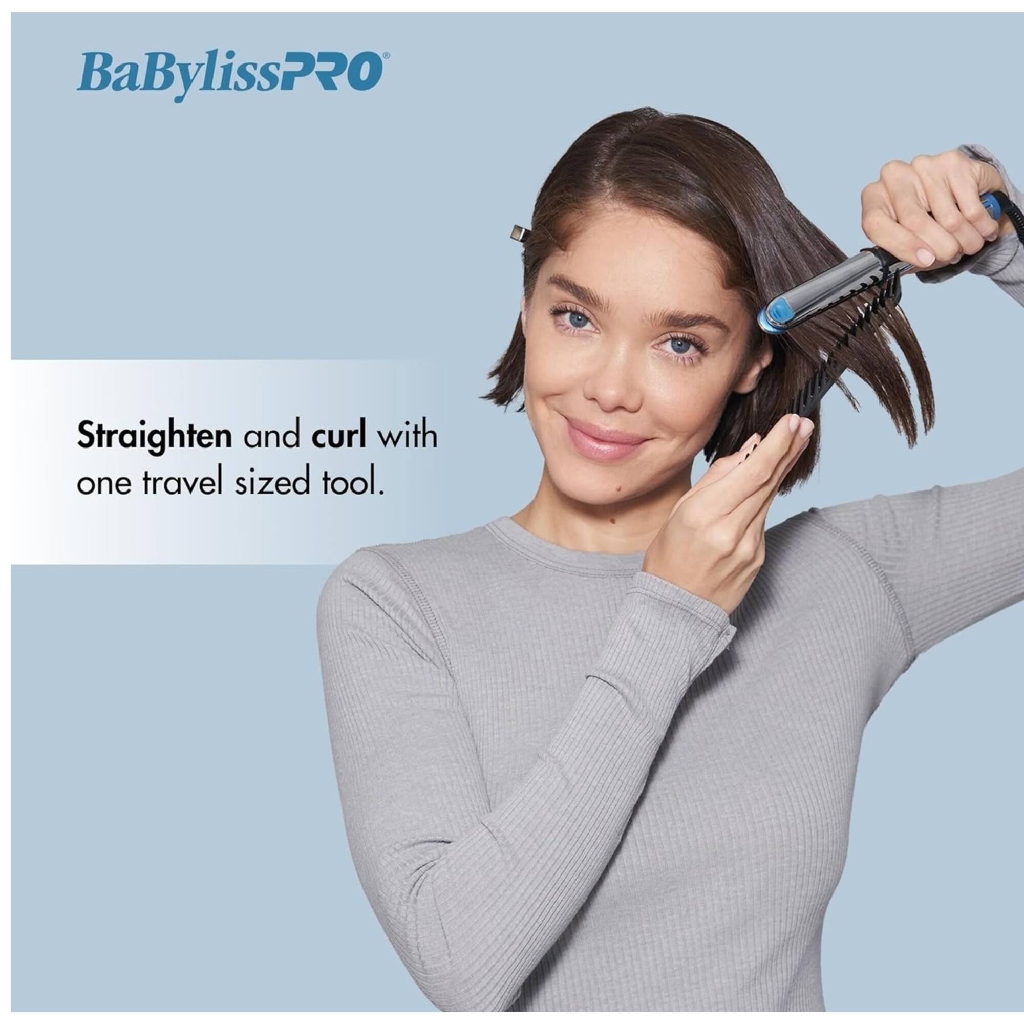 BaBylissPRO Straighten and curl with one travel sized tool.