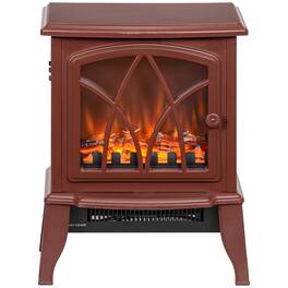 Resenkos - Electric Fireplace Heater, Freestanding Fireplace Stove with Realistic Flames Overheating Protection - Red
