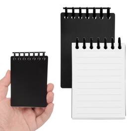 Unique Bargains - 2pcs 3x5 Inch Aesthetic Pocket Notebooks, Plastic Ring Spiral Lined Portable Flip Notes 80 Sheets/160 Pages Office - Black