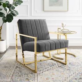 Inspire Channel Tufted Performance Velvet Armchair by Modway - Charcoal