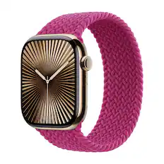 Front. Apple - Apple Watch Band BRAIDED SOLO LOOP 46MM WATCH BAND MAGENTA MY4W3AM/A SZ 7 - MAGENTA.