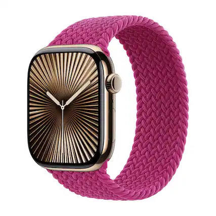 Front. Apple - Apple Watch Band BRAIDED SOLO LOOP 46MM WATCH BAND MAGENTA MY4W3AM/A SZ 7 - MAGENTA.
