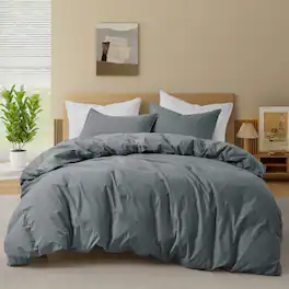 Peace Nest - All Season 100% Cotton Soft and Breathable Duvet Cover Set, King - Gray
