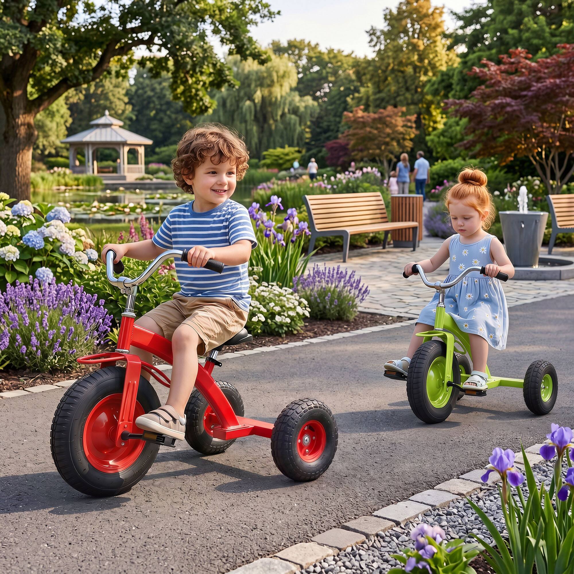 Alt View 1. Costway - Costway Kids Toddler Tricycle with 15 Inch Inflatable Rubber Tires, Adjustable Seat & Handlebar Aged 3+ - Red.