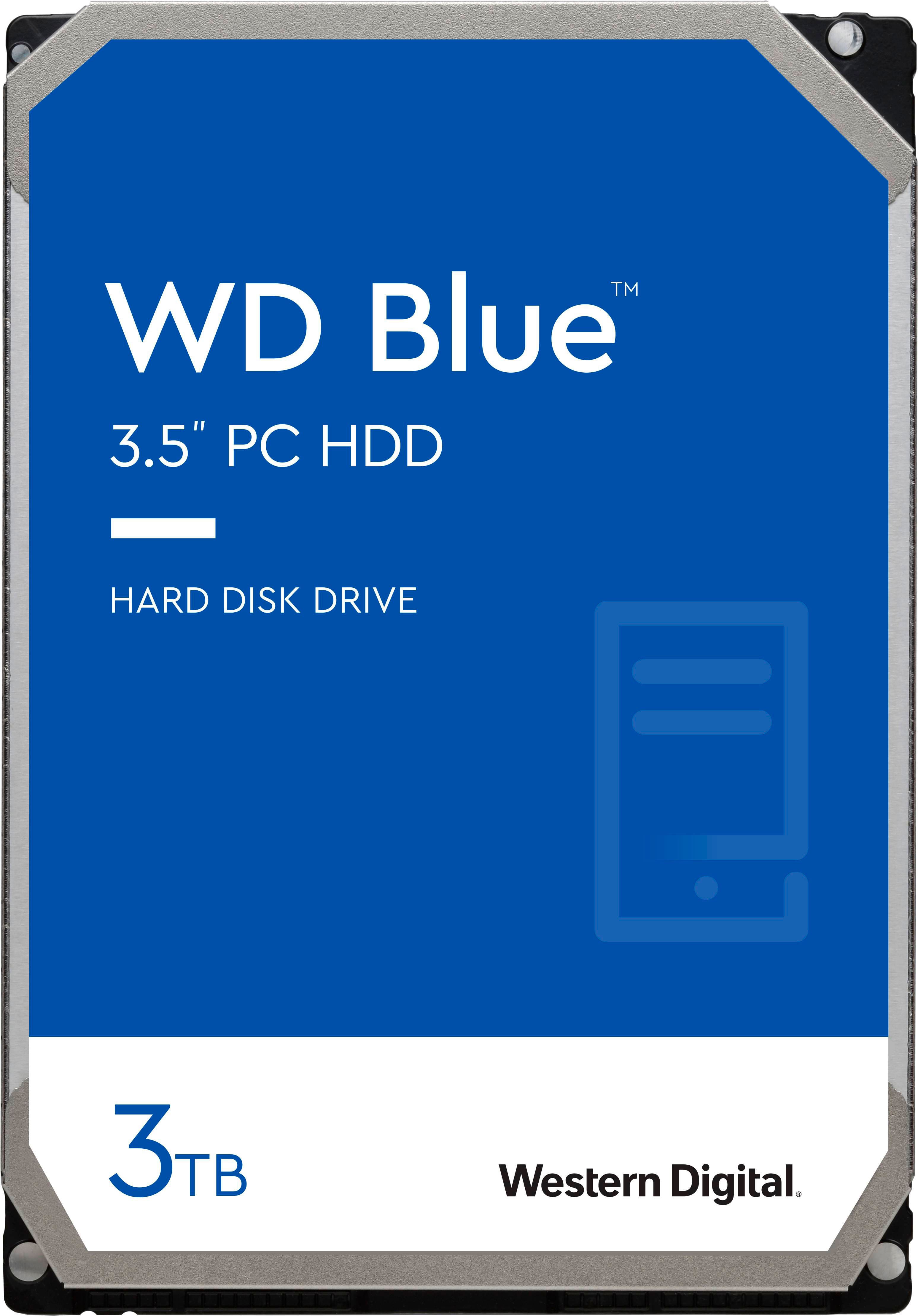 Front. WD - Blue 3TB Internal SATA Hard Drive for Desktops - Blue.