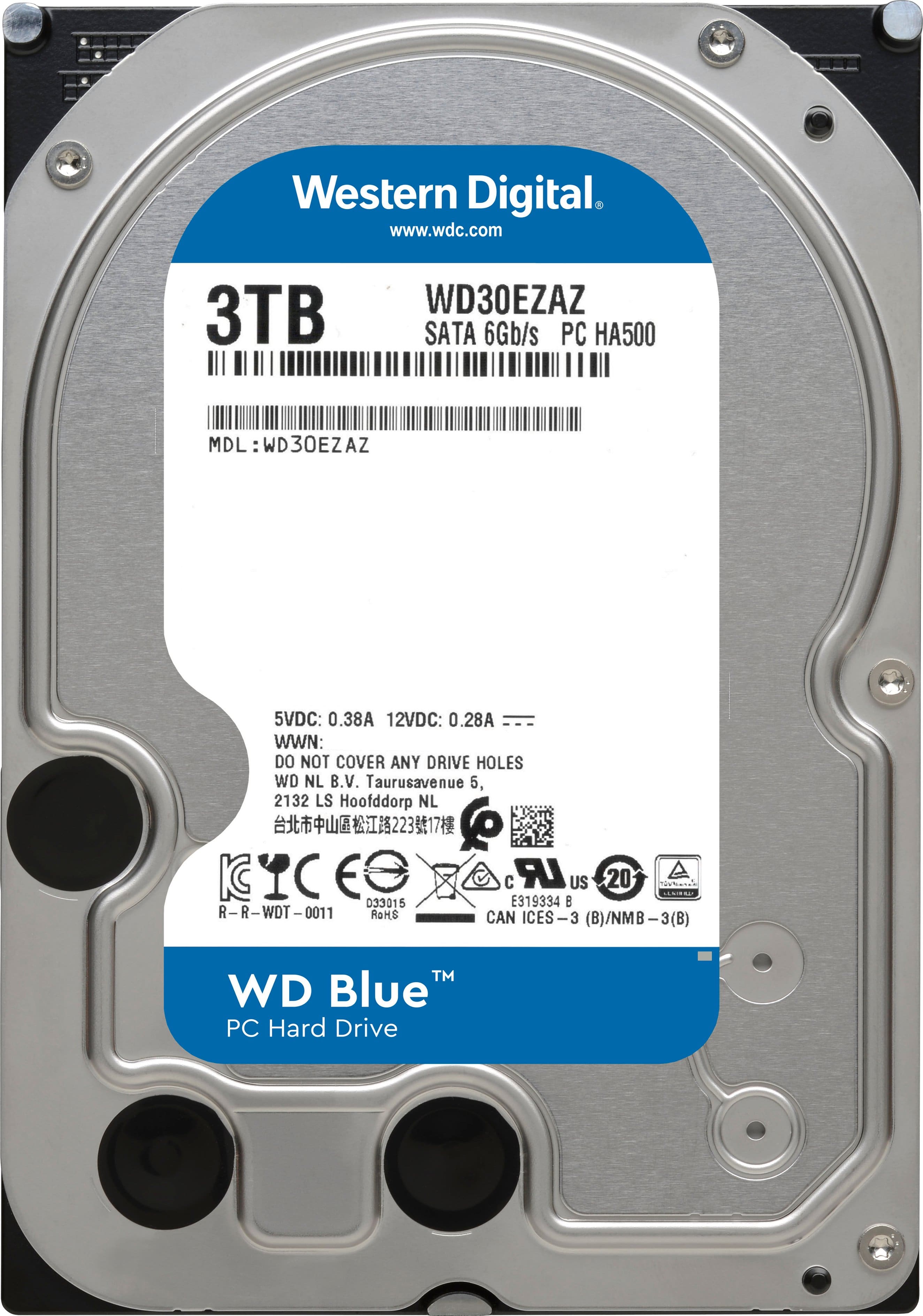 Alt View 11. WD - Blue 3TB Internal SATA Hard Drive for Desktops - Blue.