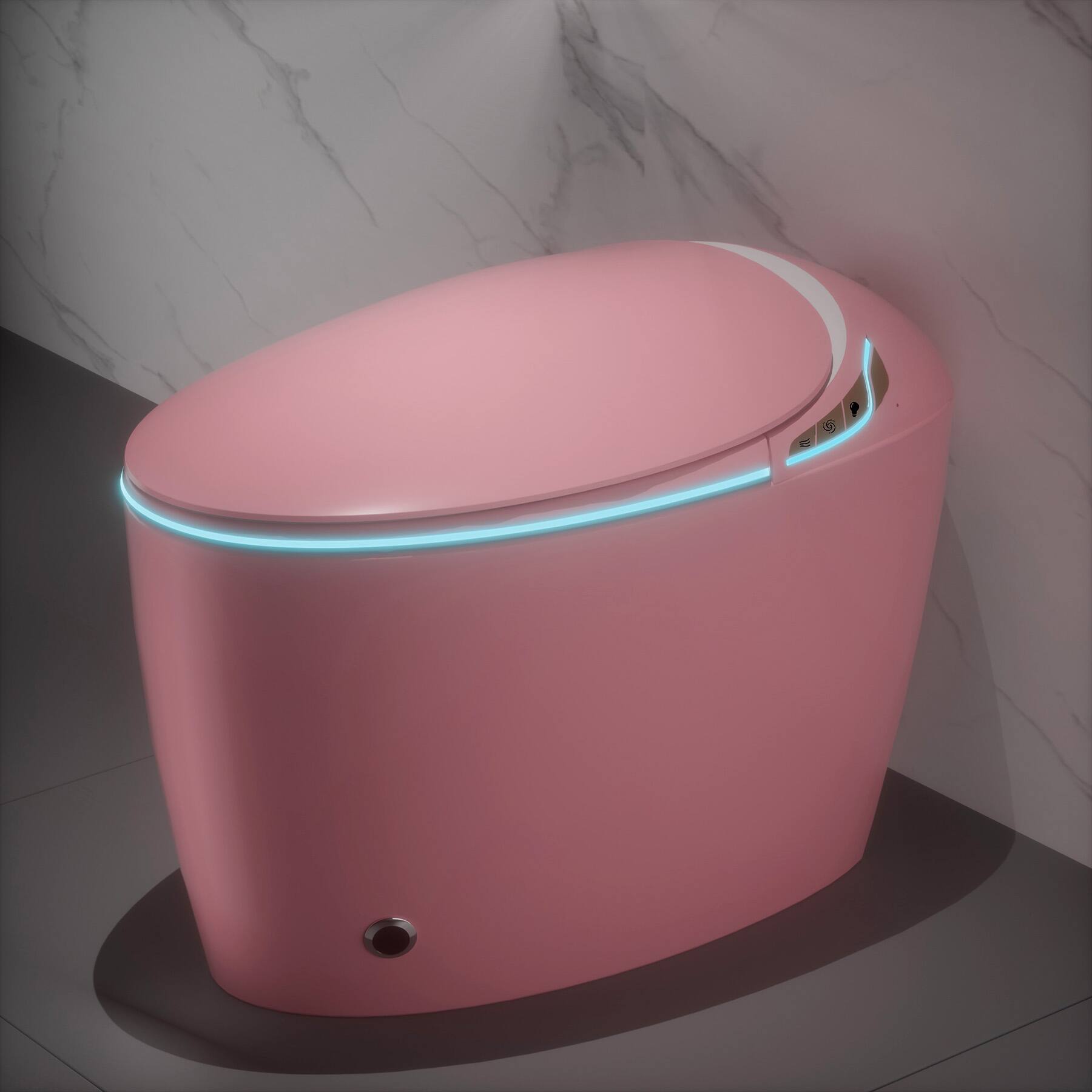 Front. TinyHomie - Unique Smart Toilet with Bidet Built In Intelligent One Piece Toilet For Modern Bathroom Auto OpenClose Seat - Pink.