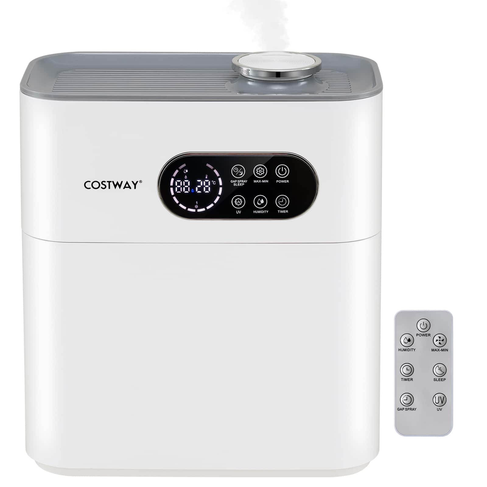 COSTWAY  
GAP SPRAY MAX-MIN POWER SLEEP  
8  
LV  
HUMIDITY  
TIMER  
POWER  
HUMIDITY  
MAX-MIN  
TIMER  
SLEEP  
GAP SPRAY  
UV