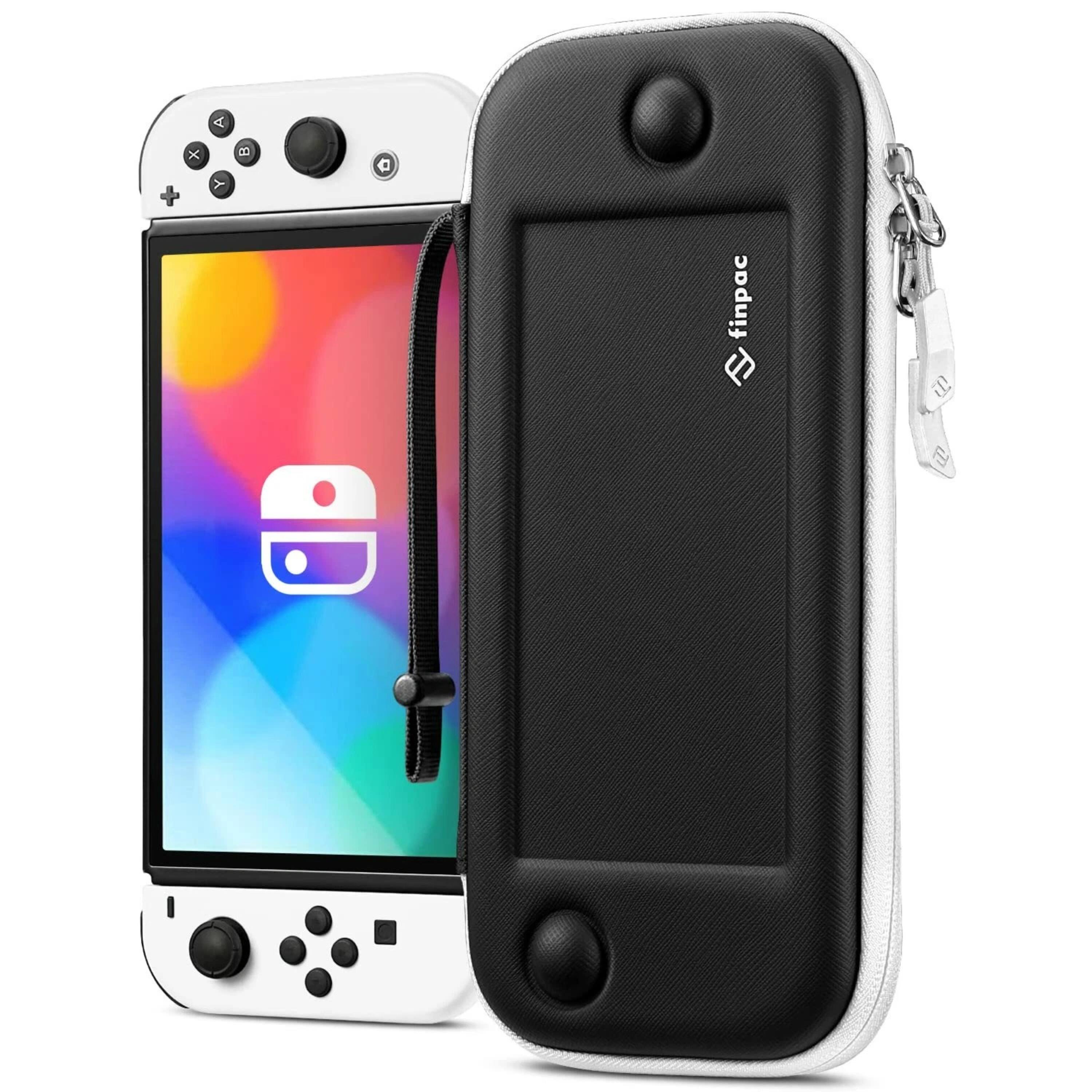 Front. Kitcheniva - Hard Shell Travel Case For Nintendo Switch OLED 2021 And Switch 2017 Black White - Black White.