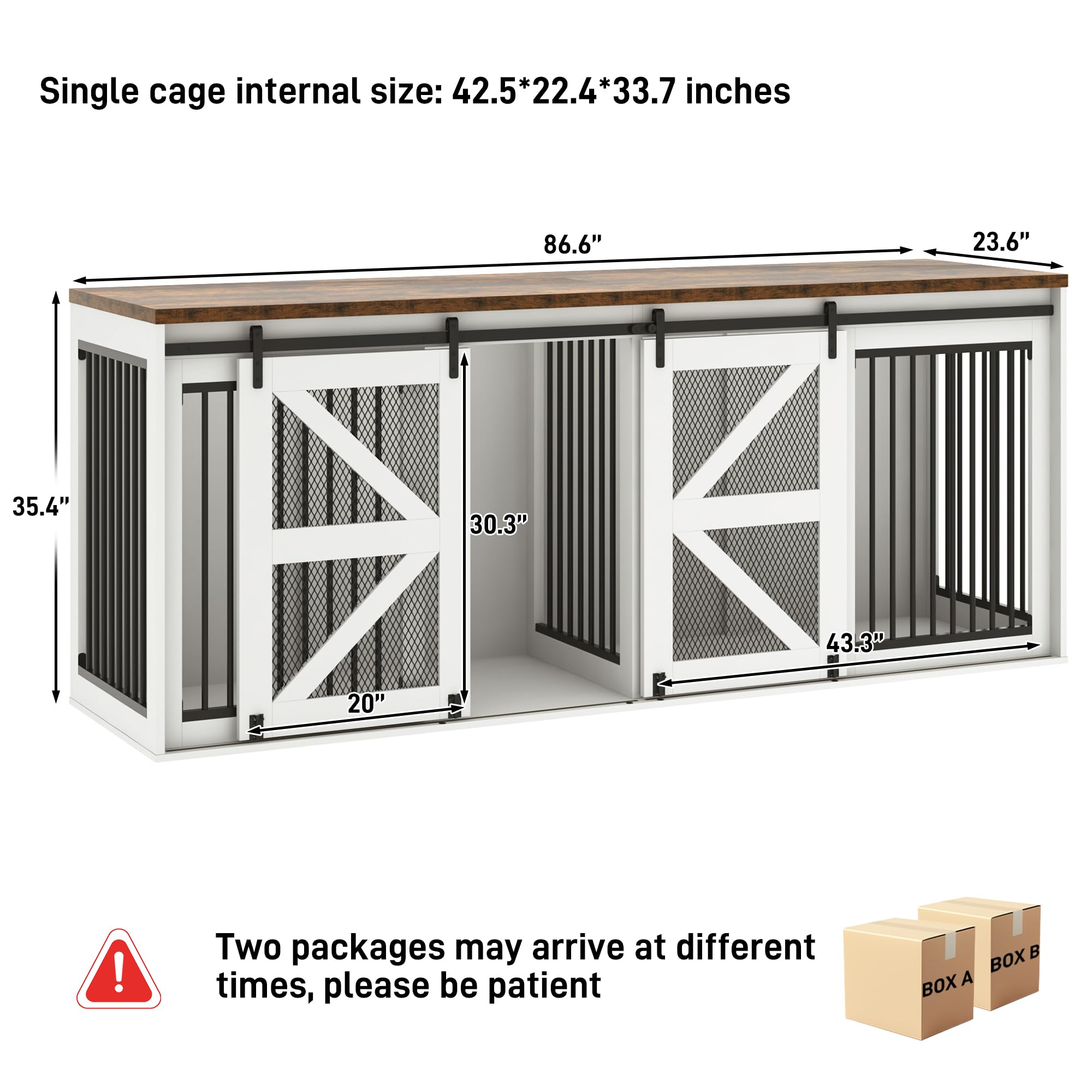 Single cage internal size: 42.5*22.4*33.7 inches

Two packages may arrive at different times, please be patient

BOX A BOX B