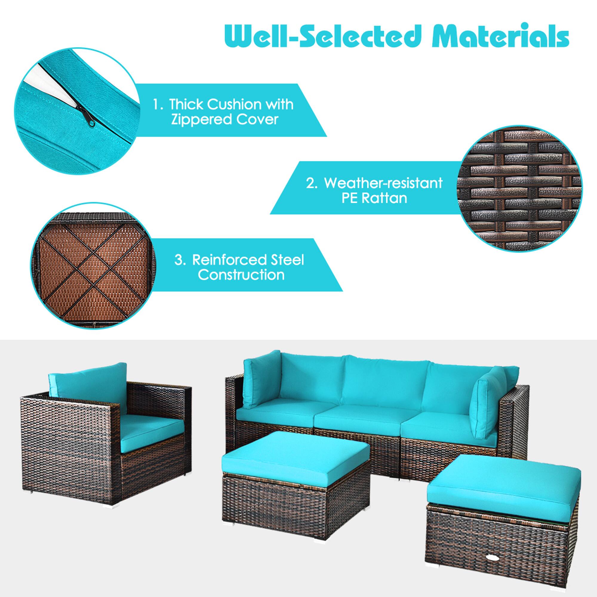 Well-Selected Materials

1. Thick Cushion with Zippered Cover

2. Weather-resistant PE Rattan

3. Reinforced Steel Construction