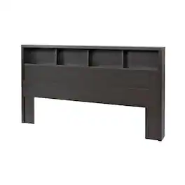 Hivvago - King size Bookcase Headboard in Washed Wood Finish - Black