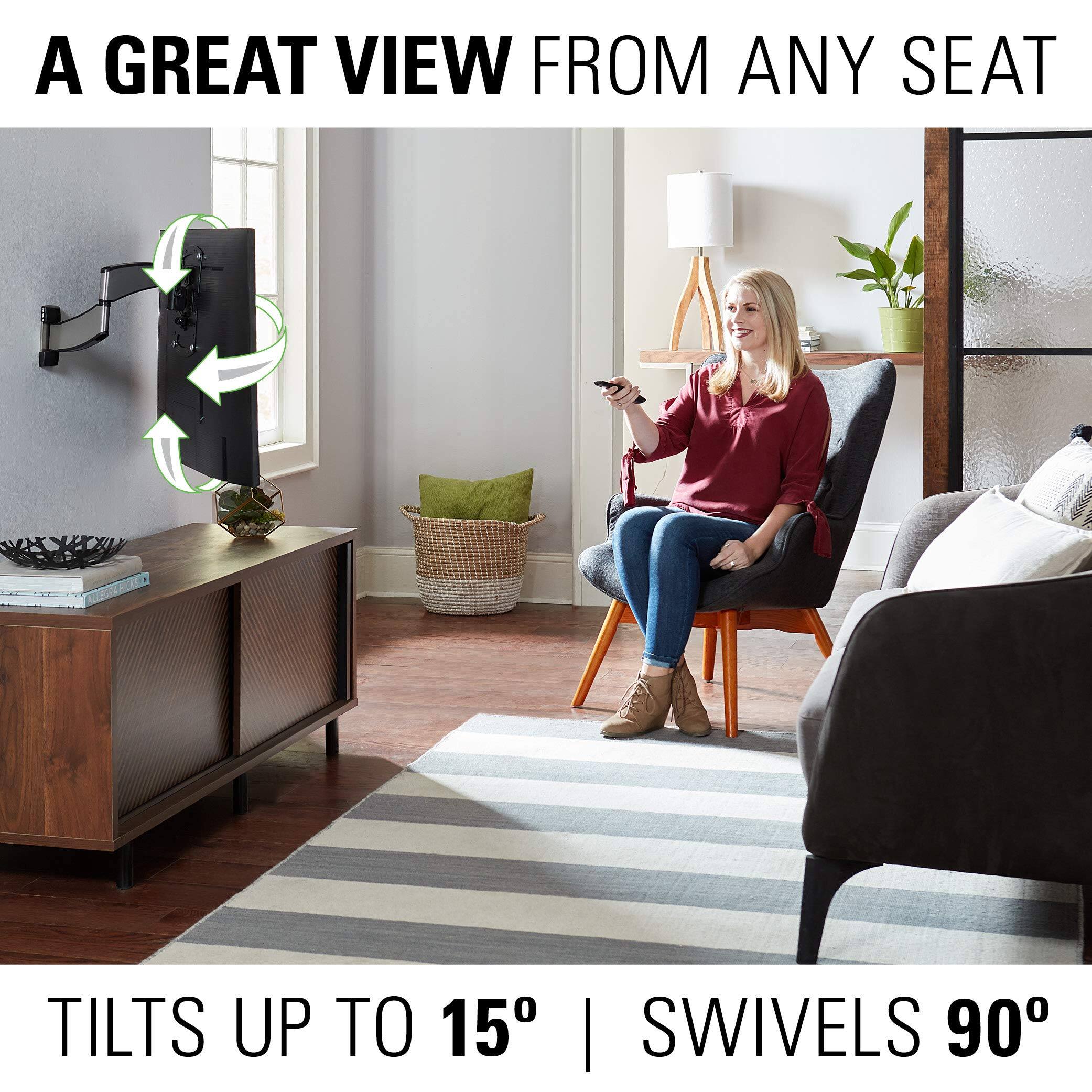 A great view from any seat. Tilts up to 15°, swivels 90°.