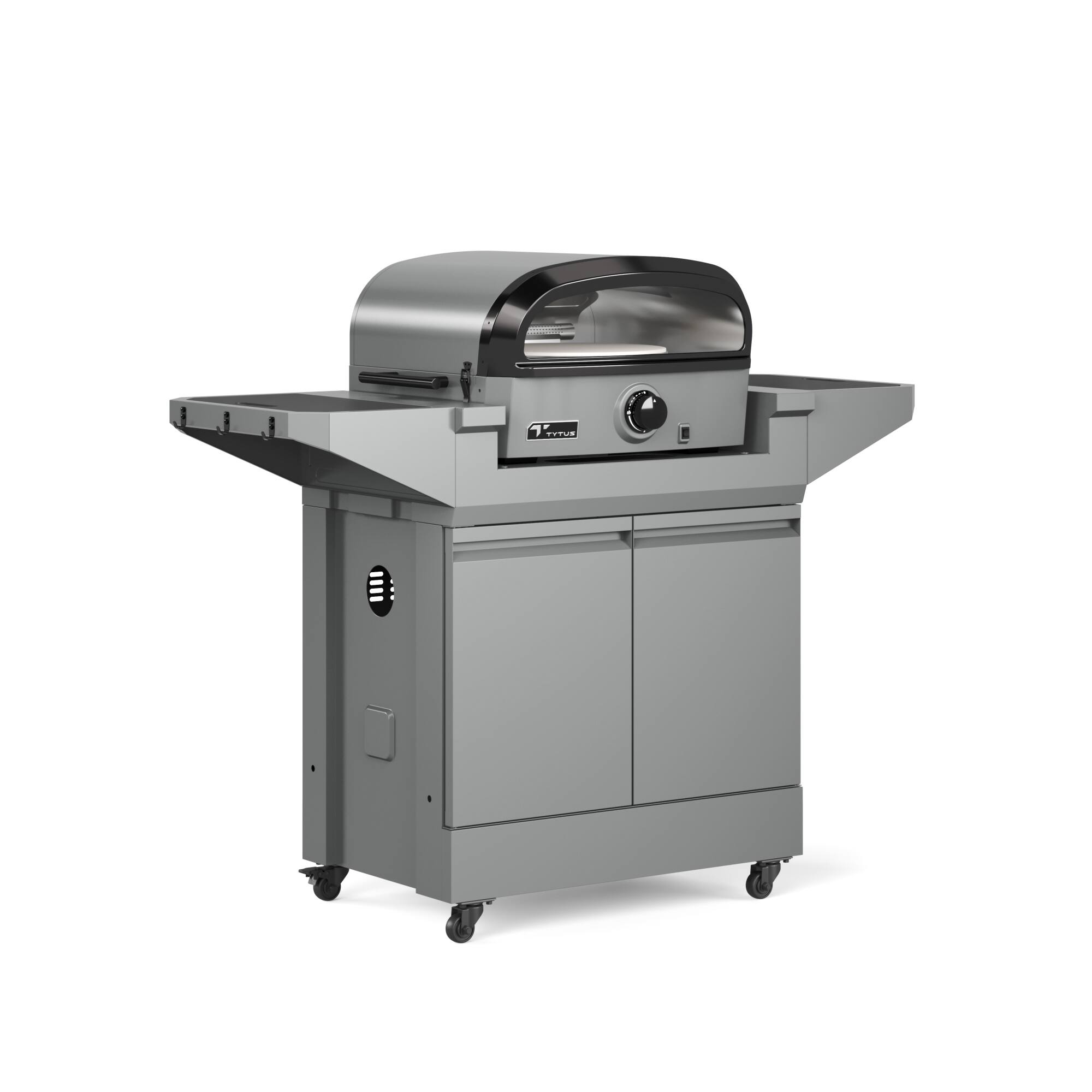 Angle. TYTUS Grills - TYTUS Emberwood Gas Pizza Oven with Grill and Prep Cart - Gunmetal Gray.