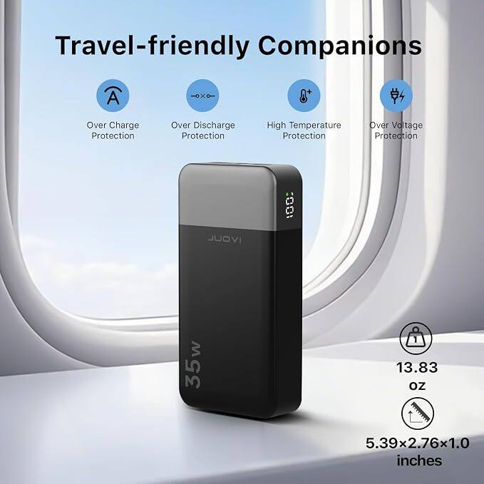 Travel-friendly Companions

- Over Charge Protection
- Over Discharge Protection
- High Temperature Protection
- Over Voltage Protection

35w

13.83 oz

5.39x2.76x1.0 inches
