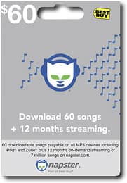 Front Large. Napster - $60 Prepaid Music Download Card.