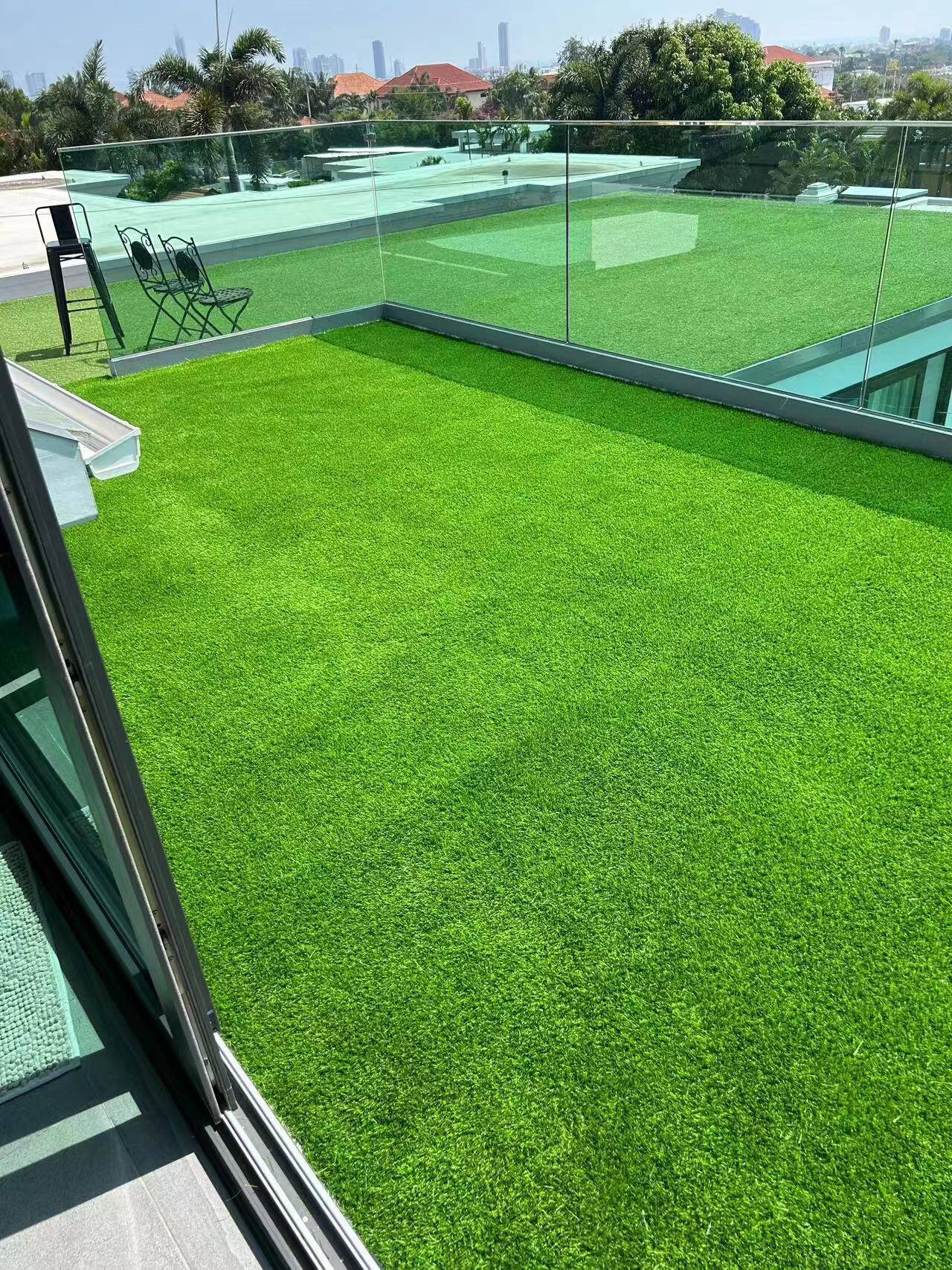Alt View 2. APRILSOUL - 3FT X 10FT Outdoor Artificial Grass Runner Rug Patio Balcony Garden Lawn Dog Pets Turf Drain Mat - Green.