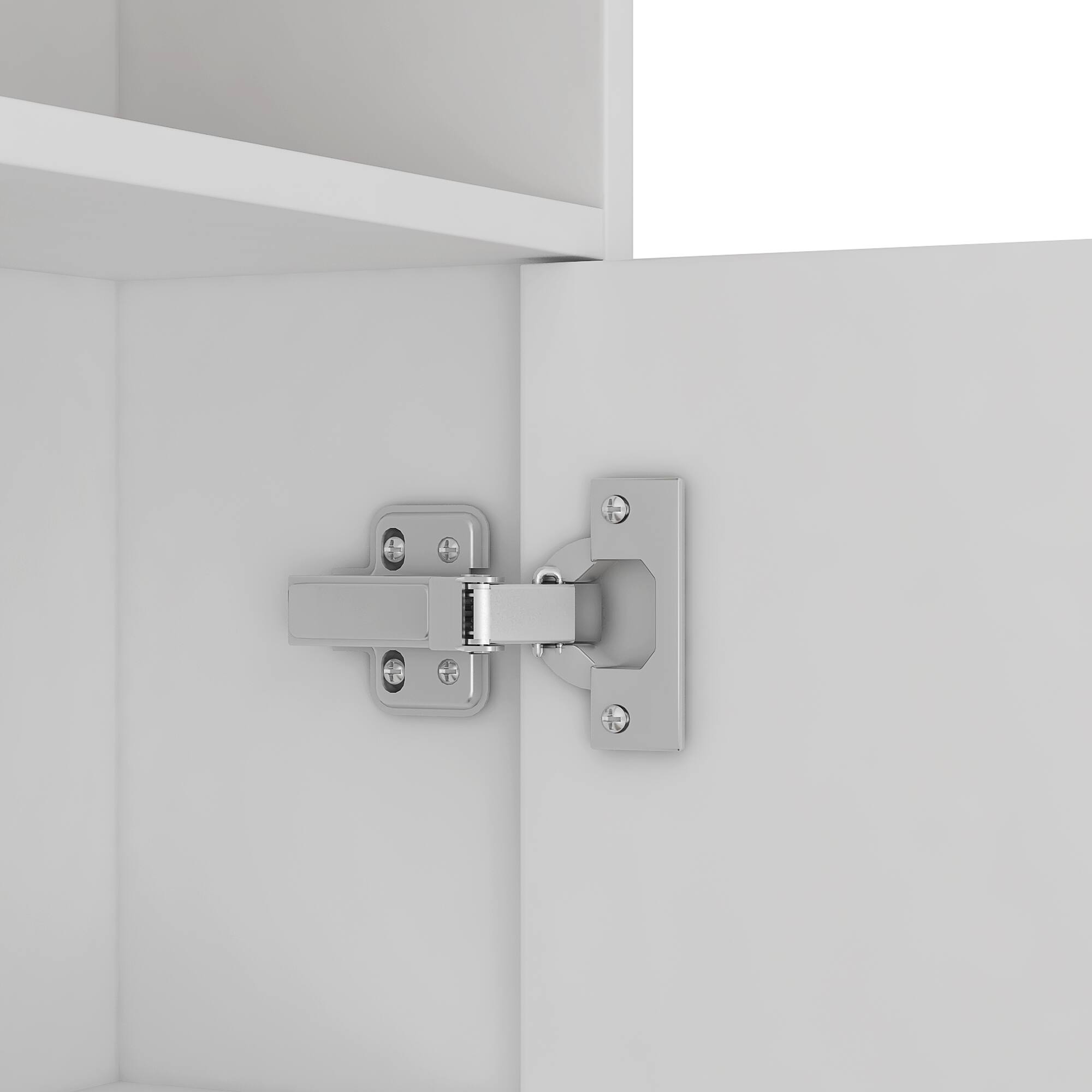 Alt View 2. COWLOWN - 43 Inch Farmhouse Dressing Table Lighted Mirror Drawer Hair Dryer Holder Bedroom Set White - White.