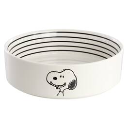 Peanuts - Snoopy Suppertime Favorites 6.5in Stoneware Pet Food Bowl - White and Black