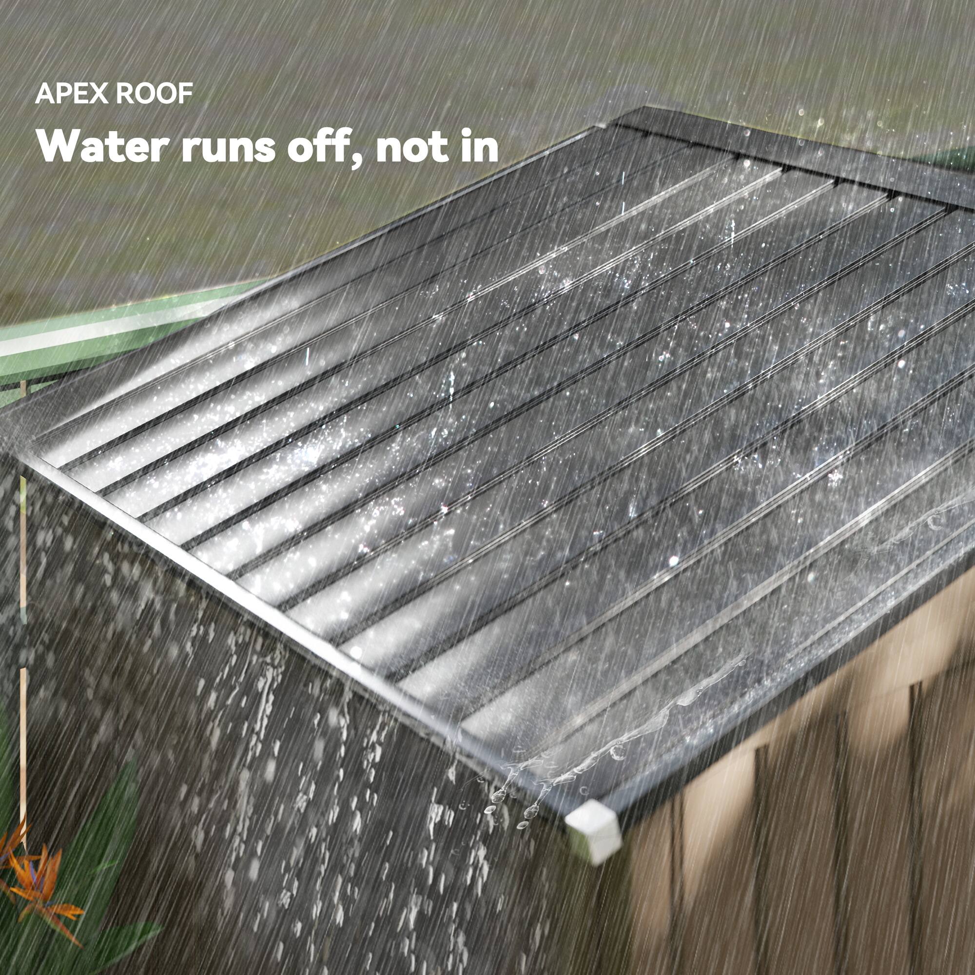 Alt View 2. TinyHomie - Brown 83.75in L x 51.25in W x 72.75in H Outdoor Storage Shed Garden Tool House for Backyard Patio.