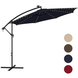Gymax - 10 FT Offset Patio Umbrella Solar Powered Cantilever Umbrella w/ 112 LED Lights - Navy