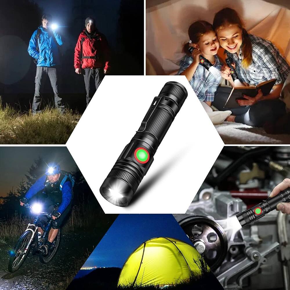 Back. Schertz - Rechargeable 2000LM LED Flashlight, Focus Adjustable, Water-Resistant.