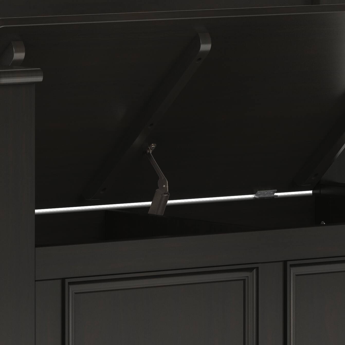 Alt View 6. Simpli Home - Amherst Solid Wood 36 inch Wide Small Storage Bench and 36 inch Wide Storage Cabinet in Hickory Brown - Hickory Brown.