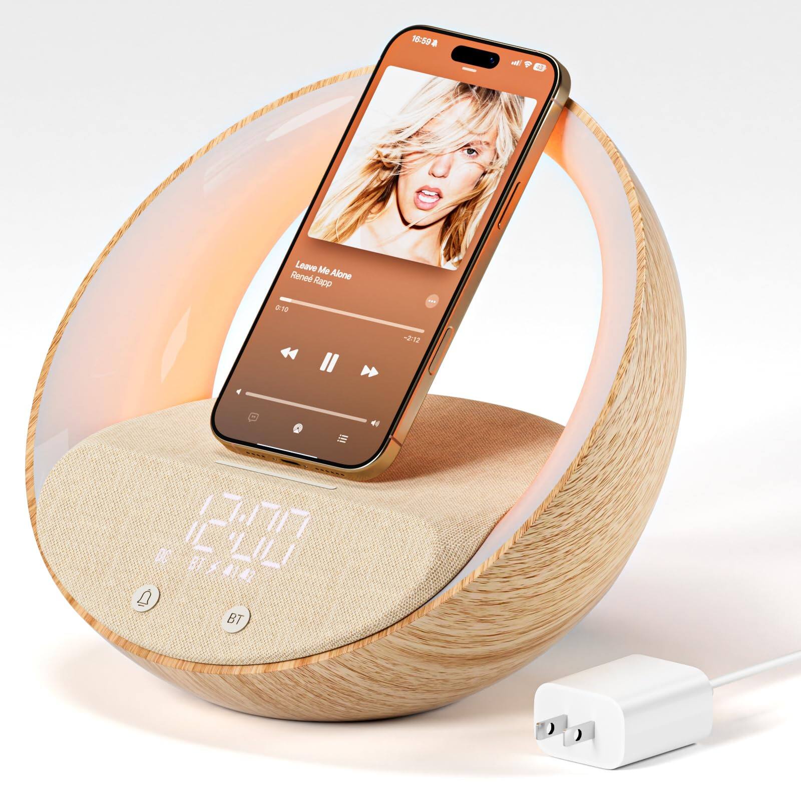 Dazzed Corner - Bluetooth Alarm Clock, Sunrise Simulation Wake Up Night Light - Wood