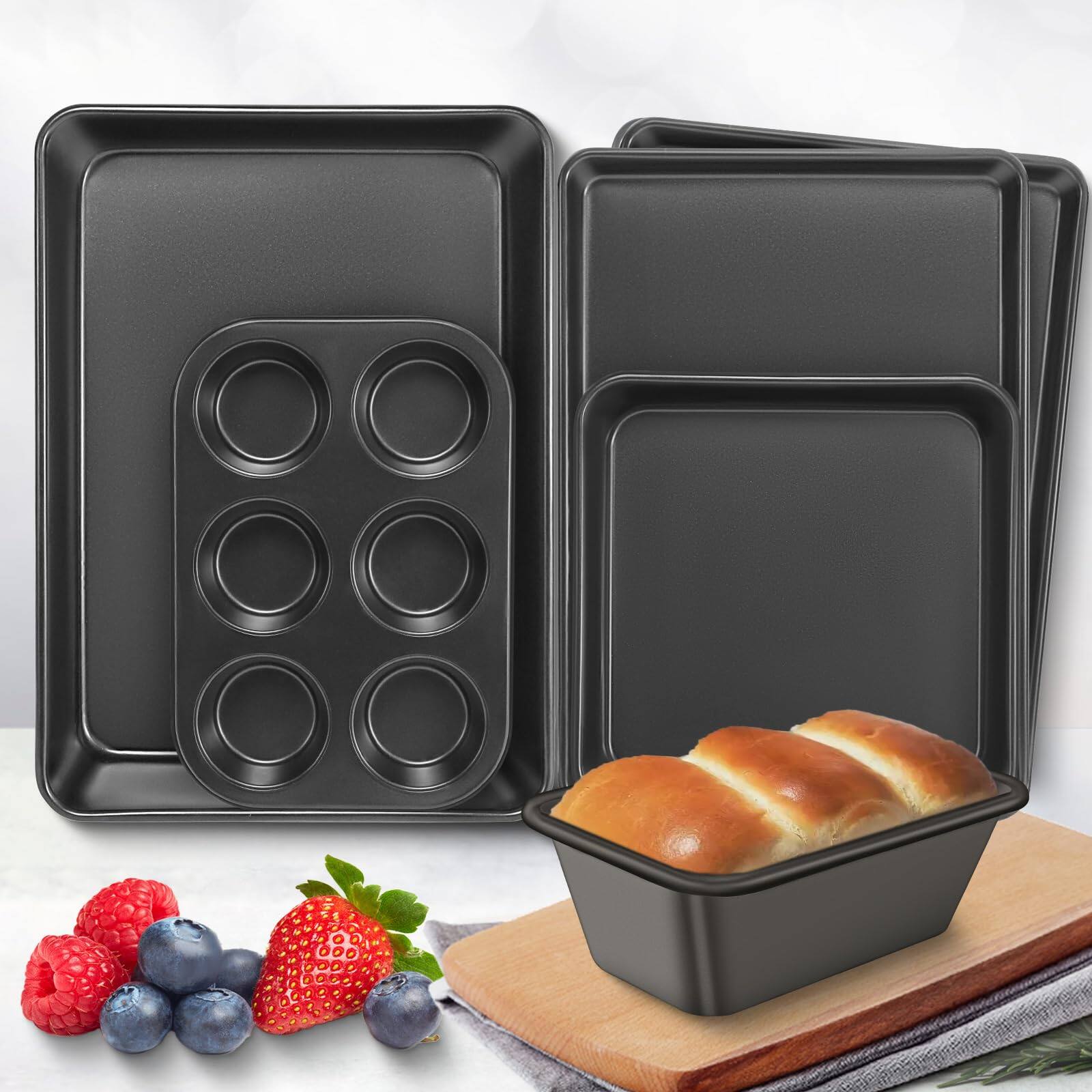 Alt View 4. PARKER SLATER - Baking Pans Set Nonstick Bakeware Sets Oven For Cooking 6 Pieces Sheets Including Cookie Sheet Deep Roaster Pan Squar....