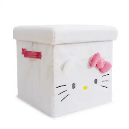 Front. Ukonic - Sanrio Hello Kitty 13 x 13 Inch Plush Storage Cube - White.