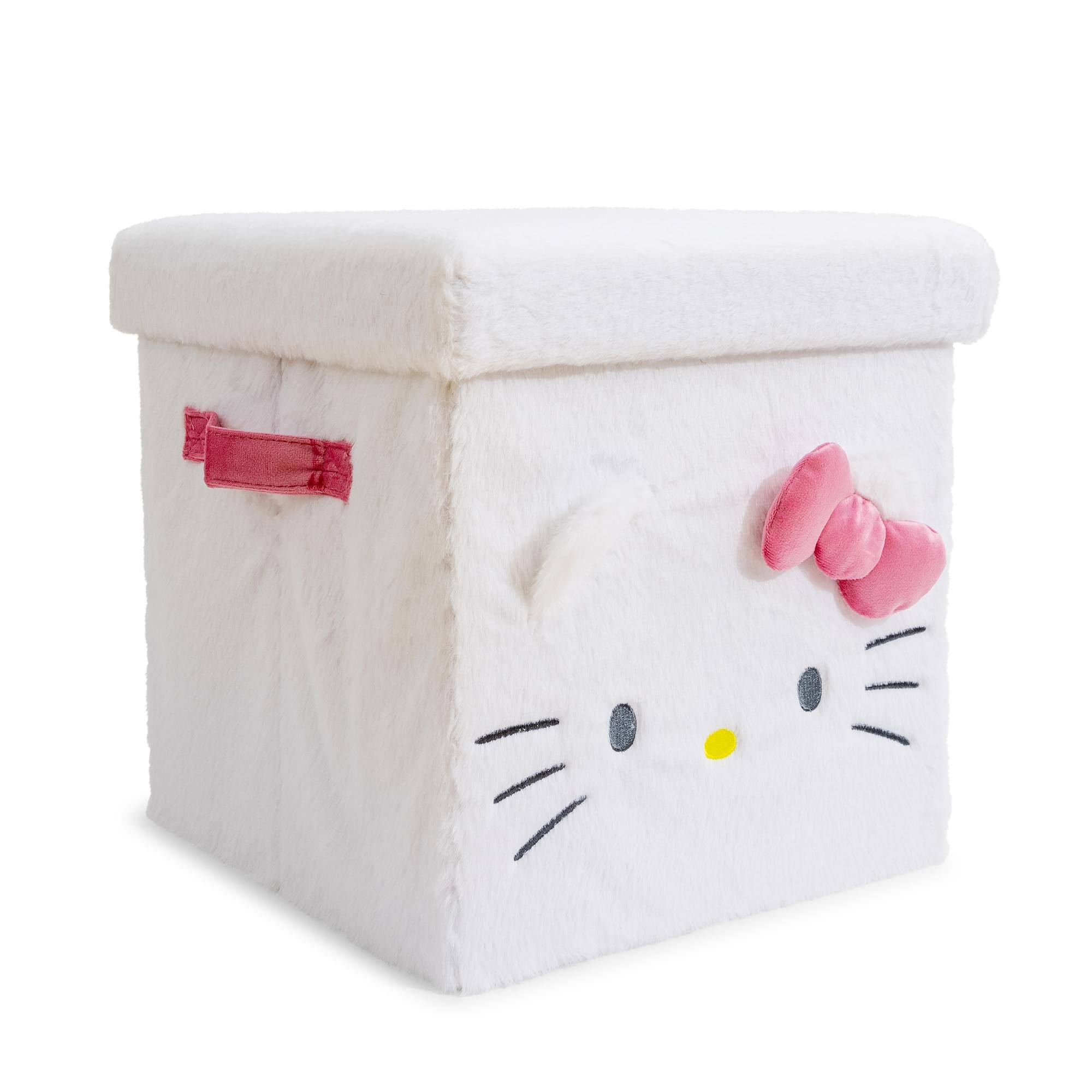 Front. Ukonic - Sanrio Hello Kitty 13 x 13 Inch Plush Storage Cube - White.
