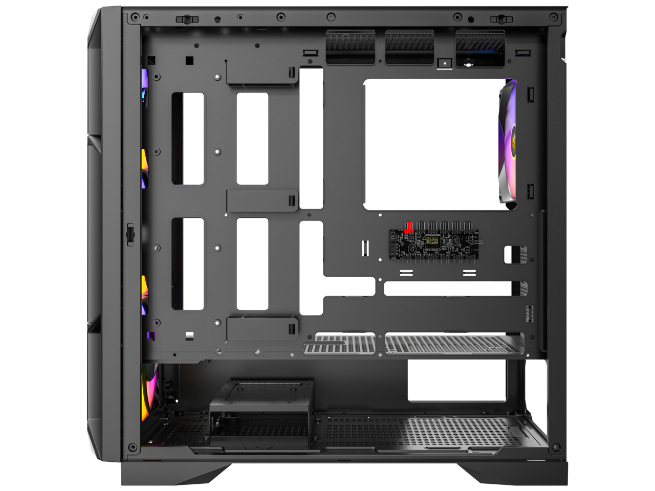 Alt View 4. Antec - AX1000 ARGB, 4 x 140mm ARGB PWM Fans Included, ARGB PWM Fan Controller, 360mm Radiator Support, Mid-Tower ATX PC Case - Black.