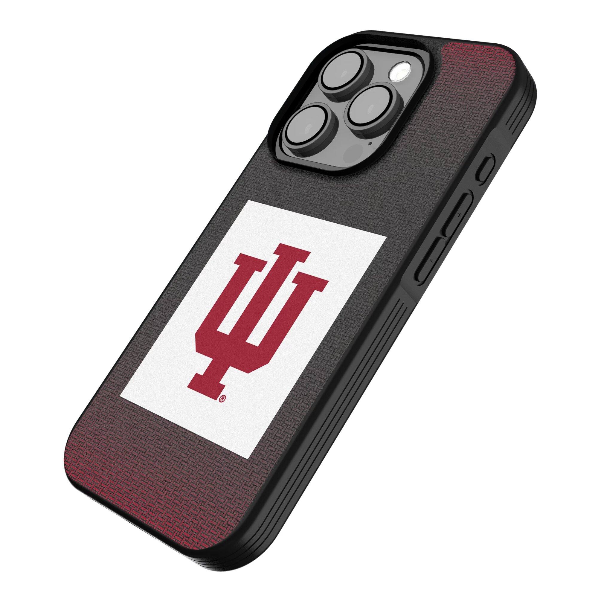 Alt View 1. Keyscaper - Indiana Hoosiers Linen Logo iPhone Bump Case - 13 Pro - Black.