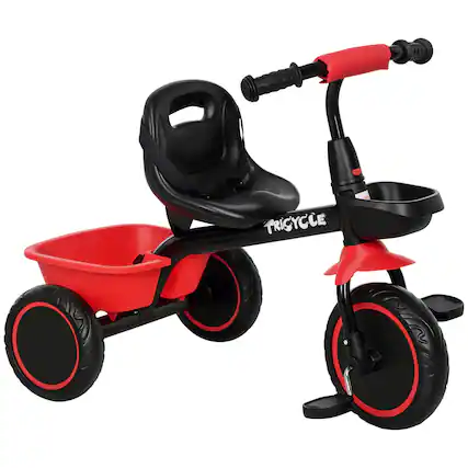 Front. Qaba - Tricycle for Toddlers Age 2-5 with Adjustable Seat, Toddler Bike with Storage Baskets for Girls and Boys.