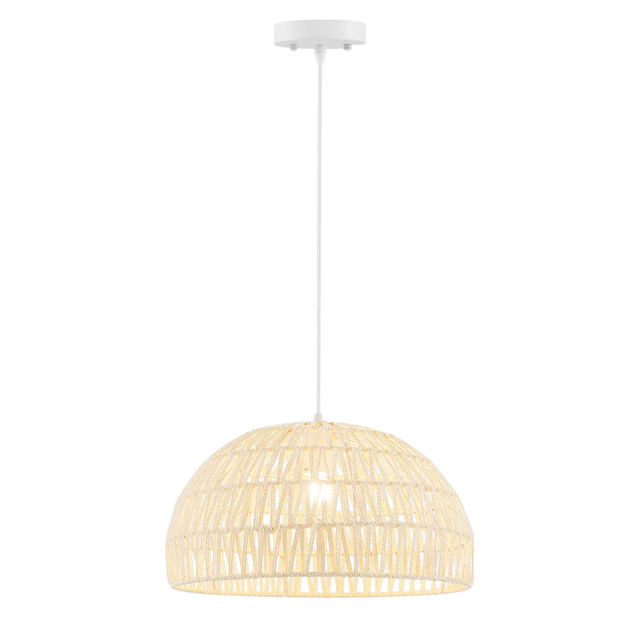 Alt View 9. Costway - Costway Paper Pendant Light Fixture with Adjustable Hanging Rope Available for E26 Bulbs - Beige.