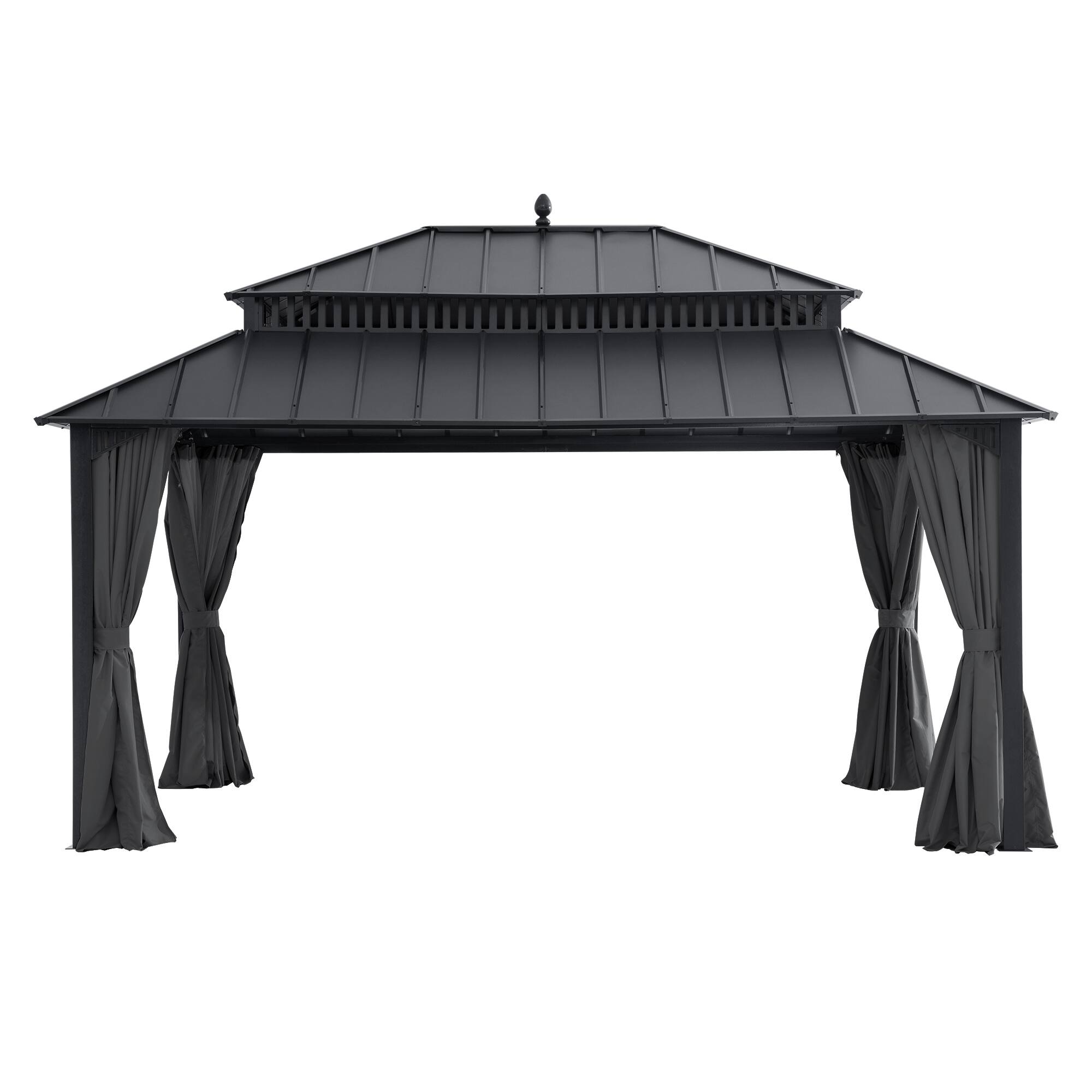Angle. SUNJOY - 16X12 Kingston Hardtop Rectangular Gazebo Grey.