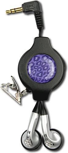 Front Standard. chicBuds - Retractable Earbud Headphones - Grape Sorbet/Black.